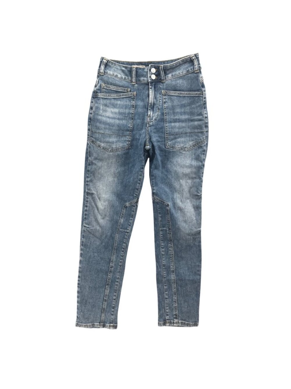 Pilcro Wanderer Relaxed Jeans Womens Blue Mid Rise Patch Pocket Denim Size 25